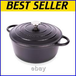 Versatile 6.4 Qt Cast Iron Casserole Pot with Lid Oven Safe up to 500° F