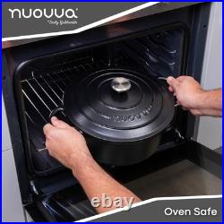 Versatile 6.4 Qt Cast Iron Casserole Pot with Lid Oven Safe up to 500° F