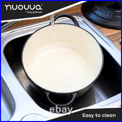 Versatile 6.4 Qt Cast Iron Casserole Pot with Lid Oven Safe up to 500° F