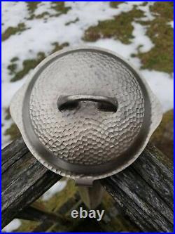 Very Hard To Find Griswold Hammered Cast Iron #3 Plated Hinged LID No. 2093