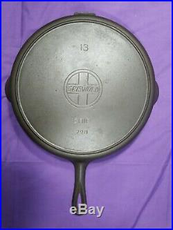 Very Rare Htf #13 Griswold Slant Erie Cast Iron Skillet #720 Strong Heat Ring