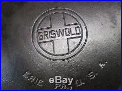 Vintage #10 Griswold #716 Cast Iron Skillet Frying Pan Large Logo Smooth Bottom