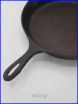 Vintage #12 14 Inch Skillet Cast Iron Pan Unmarked Wagner Made In U. S. A