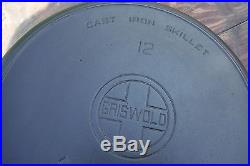 Vintage 12 GRISWOLD Cast Iron SKILLET Frying Pan Large Block Logo EPU EXC