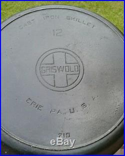 Vintage #12 Griswold Cast Iron Skillet Heat Ring Large Logo Block
