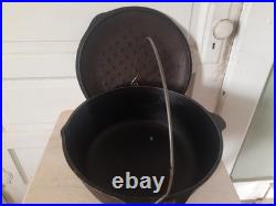 Vintage 13.5 Unmarked #12 DO MADE IN USA D 12 Cast Iron Dutch Oven Pot