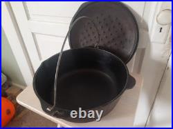 Vintage 13.5 Unmarked #12 DO MADE IN USA D 12 Cast Iron Dutch Oven Pot