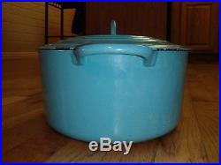 Vintage 50s LE CREUSET G dutch oven cast iron enamel loop handle paris BLUE
