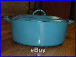 Vintage 50s LE CREUSET G dutch oven cast iron enamel loop handle paris BLUE
