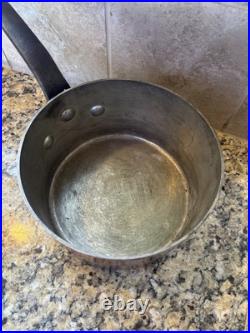 Vintage 7 French Hammered Copper Heavy (4lb 10 Oz) Saucepan Beautiful