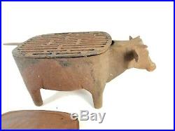 Vintage Antique Cast Iron Cow Bull Barbecue Grill Small Charcoal Hibachi BBQ