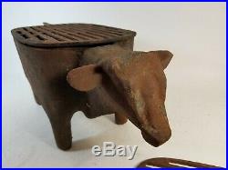 Vintage Antique Cast Iron Cow Bull Barbecue Grill Small Charcoal Hibachi BBQ