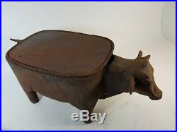 Vintage Antique Cast Iron Cow Bull Barbecue Grill Small Charcoal Hibachi BBQ