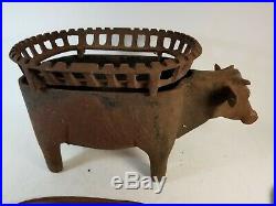 Vintage Antique Cast Iron Cow Bull Barbecue Grill Small Charcoal Hibachi BBQ