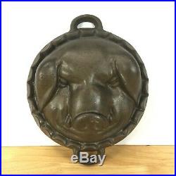 Vintage Antique Cast Iron Mold Pig Head, Large, Baking