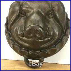 Vintage Antique Cast Iron Mold Pig Head, Large, Baking