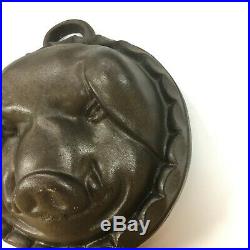 Vintage Antique Cast Iron Mold Pig Head, Large, Baking