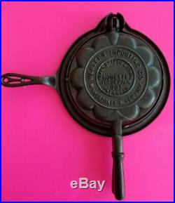 Vintage Antique Griswold, WESTERN IMPORTING WAFFLE IRON, Heart Shaped, Restored