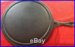 Vintage CAST IRON SKILLET # 16 With HEAT RING & SPOUTS unmarked