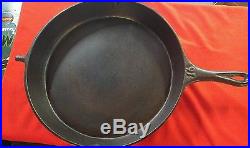 Vintage CAST IRON SKILLET # 16 With HEAT RING & SPOUTS unmarked