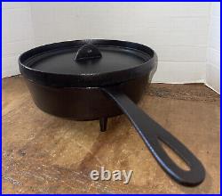 Vintage Cast Iron 12 Spider Skillet Lid Long Handle 3 Leg Restored Seasoned READ