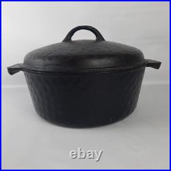 Vintage Cast Iron #8 Hammered Dutch Oven With Lid Unmarked