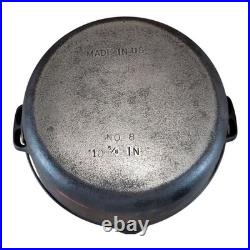 Vintage Cast Iron Dutch Oven No. 8 (10 5/8?) with Lid & Bail Handle USA M38