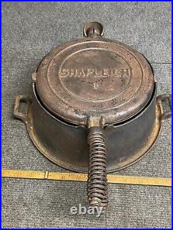 Vintage Cast Iron Shapleigh's Waffle Maker With Tall Base