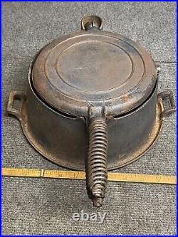 Vintage Cast Iron Shapleigh's Waffle Maker With Tall Base