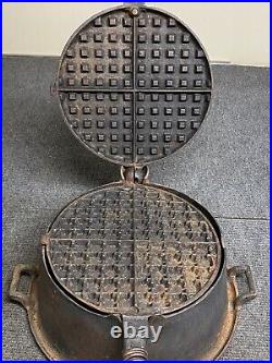 Vintage Cast Iron Shapleigh's Waffle Maker With Tall Base