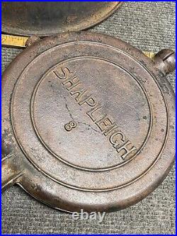 Vintage Cast Iron Shapleigh's Waffle Maker With Tall Base