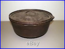 Vintage Cast Iron Short Legged Dutch Oven #12 With LID & Handle Heavy 12 1/2