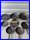 Vintage Cast Iron Skillet Lot 7 Pans + Grill Pan + Griddle Press Made in USA
