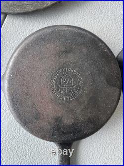 Vintage Cast Iron Skillet Lot 7 Pans + Grill Pan + Griddle Press Made in USA
