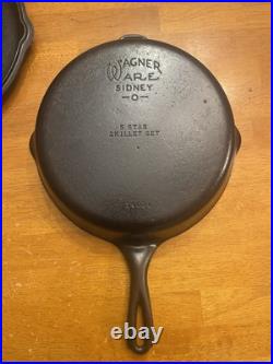 Vintage Cast Iron Wagner Ware 5 Star HINGED Skillet & Lid Set 1403c