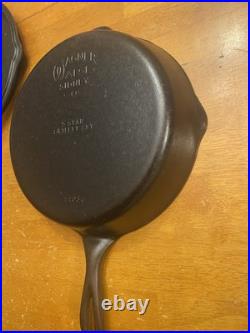 Vintage Cast Iron Wagner Ware 5 Star HINGED Skillet & Lid Set 1403c