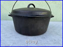 Vintage Cast Iron Wagner Ware Sidney -O- 1268 J Dutch Oven with Lid 10 Excellent