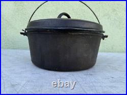 Vintage Cast Iron Wagner Ware Sidney -O- 1268 J Dutch Oven with Lid 10 Excellent