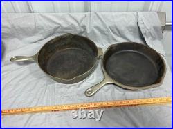 Vintage Cast Iron Wagner Ware Sidney O 1401-C Double Skillet Nickel Plated Set