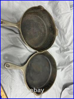 Vintage Cast Iron Wagner Ware Sidney O 1401-C Double Skillet Nickel Plated Set
