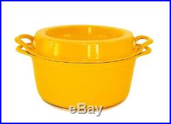 Vintage Cousances / Le Creuset France Enameled Yellow Cast Iron Doufeu Pot #24