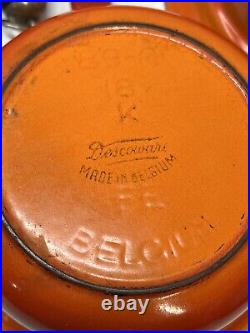 Vintage Descoware Enameled Cast Iron Flaming Orange 5 Pieces Incomplete No Lids