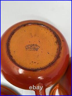 Vintage Descoware Enameled Cast Iron Flaming Orange 5 Pieces Incomplete No Lids