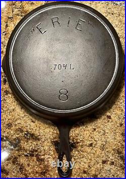 Vintage ERIE ARC #8 Cast Iron Skillet 704 L Heat Ring Read