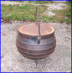 Vintage Falkirk Size 14 Large Cast Iron 3 Leg Cauldron Pot With Lid