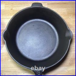 Vintage Fully Restored Unknown Maker Cast Iron Chicken Fryer Raised 8 Sits Flat