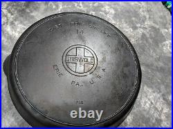 Vintage GRISWOLD #14 Cast Iron Skillet 718 Large Block Letter Logo with Heat Ring