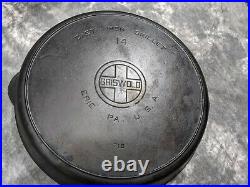 Vintage GRISWOLD #14 Cast Iron Skillet 718 Large Block Letter Logo with Heat Ring