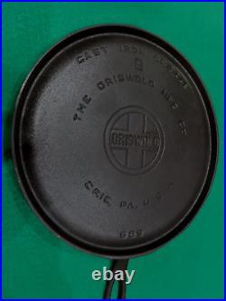 Vintage GRISWOLD Cast Iron GRIDDLE Pan RESTORED # 9 LARGE BLOCK LOGO L6.23