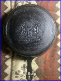 Vintage GRISWOLD Cast Iron SKILLET Frying Pan # 10 LARGE BLOCK LOGO Fast Ship